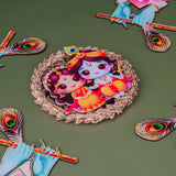 Load image into Gallery viewer, Webelkart Antique Decorative Rongali Designer Candle Holder for Diwali Decor/Radha Krishna Decorative Rangoli with Tealight Holders – Festive Home Decor Set of 5