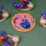 Load image into Gallery viewer, Webelkart Premium Shreenathji Decorative Peacock Rangoli Set with Tealight Holders, Traditional Indian Festival Decor,Diwali Candle Holder Gift Item for Home Decor (Set of 5)