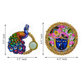 Load image into Gallery viewer, Webelkart Premium Shreenathji Decorative Peacock Rangoli Set with Tealight Holders, Traditional Indian Festival Decor,Diwali Candle Holder Gift Item for Home Decor (Set of 5)