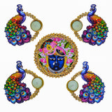 Load image into Gallery viewer, Webelkart Premium Shreenathji Decorative Peacock Rangoli Set with Tealight Holders, Traditional Indian Festival Decor,Diwali Candle Holder Gift Item for Home Decor (Set of 5)