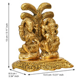 Load image into Gallery viewer, Webelkart Metal Gold Laxmi Ganesha Idol Statue for Diwali Pujan, laxmi Ganesh Murti for Pooja Decor,Showpiece for Temple Decor (5.11&quot; Inches) Pooja Artical