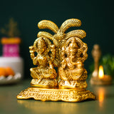 Load image into Gallery viewer, Webelkart Metal Gold Laxmi Ganesha Idol Statue for Diwali Pujan, laxmi Ganesh Murti for Pooja Decor,Showpiece for Temple Decor (5.11&quot; Inches) Pooja Artical
