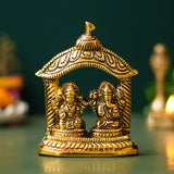 Load image into Gallery viewer, Webelkart Premium Gold Laxmi Ganesha Idol with Temple for Diwali Decor,laxmi Ganesh Murti for Pooja Decor,God Idol for Temple (4.33&quot; Inches)