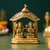 Load image into Gallery viewer, Webelkart Premium Gold Laxmi Ganesha Idol with Temple for Diwali Decor,laxmi Ganesh Murti for Pooja Decor,God Idol for Temple (4.33&quot; Inches)