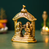 Load image into Gallery viewer, Webelkart Premium Gold Laxmi Ganesha Idol with Temple for Diwali Decor,laxmi Ganesh Murti for Pooja Decor,God Idol for Temple (4.33&quot; Inches)
