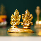 Load image into Gallery viewer, Webelkart Antique Gold Plated Laxmi Ganesha Idol Statue for Diwali Decor, laxmi Ganesh Murti for Pooja Decor, Office Décor, Gifting Decorative Showpiece
