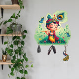 Load image into Gallery viewer, Webelkart Antique Wooden Krishna Key Holder for Home Decor, Key Hanger for Wall Decor, Key Chain Holder for Office Decor (10" Inches)