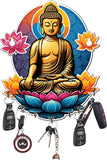 Load image into Gallery viewer, Webelkart Beautiful Meditating Gautam Buddha Printed Key Holder for Home Decor- Home Decor Items for Wall,Key Hanger for Office Decor (10 inches) Gift Item
