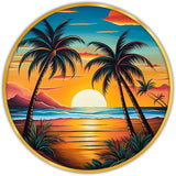 गैलरी व्यूवर में इमेज लोड करें, Webelkart Premium Tropical Sunset Wall Art For Home/Office Decor | Palm Tree Beach Sea View Wooden Wall Decor | 3D UV Printed Painting For Diwali Decor (12" Inches)