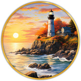 गैलरी व्यूवर में इमेज लोड करें, Webelkart Premium Lighthouse Sunset Wall Art Painting For Home/Office Decor | Wooden Wall Decor | 3D UV Printed Painting For Diwali Decor (12" Inches)