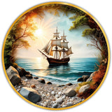 Load image into Gallery viewer, Webelkart Premium Wall Art Wooden Painting| Sunset Sea Sailing Boat Coastal Wall Decor Painting For Home/Office Decor | Wooden Wall Art | 3D UV Printed Painting For Gift Item(12" Inches)