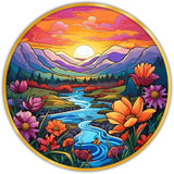 Load image into Gallery viewer, Webelkart PremiumSunset River &amp; Floral Nature Wooden Wall Painting For Home/Office Decor | Wooden Wall Art | 3D UV Printed Painting For Diwali Decor (12" Inches)