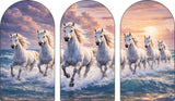 Load image into Gallery viewer, Webelkart Premium Canvas Big Size 7 Horses Vastu Frame Wall Art Painting, White Running Horses On Water Painting for Living Room Bedroom | Large Multi Panel Painting | Home Decoration Item ( 30 x 50" Inches )
