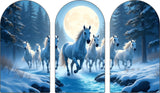 Load image into Gallery viewer, Webelkart Premium 7 Running White Horses Wall Art with Full Moon For Home Decor | Modern Wooden Wall Decor for Living Room Bedroom | Large Multi Panel Canvas Painting | Home Decoration Item ( 30" Inches )