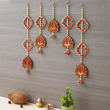 Load image into Gallery viewer, JaipurCrafts Handmade Lotus Door Wall Hanging |Toran Bandhanwar| Wall Hanging Door Hanging for Diwali/Toran for Door Set of 5 (20x4) Inch Multicolor - JaipurCrafts