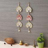 Load image into Gallery viewer, JaipurCrafts Pink and White Lotus Flower with Shubh Labh Wall Hanging for Diwali Decoration| Wall Decor |Temple Decor Wall Hanging Home and Office Decor (Wood Set of 2) 16" Inches