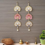 Load image into Gallery viewer, JaipurCrafts Pink and White Lotus Flower with Shubh Labh Wall Hanging for Diwali Decoration| Wall Decor |Temple Decor Wall Hanging Home and Office Decor (Wood Set of 2) 16" Inches