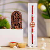 Load image into Gallery viewer, Webelkart Designer Single Jute Rakhi For Brother And Bhabhi With Ram lalla Idol Statue for Home And Car Dashboard- Rakhi Gift Combos - JaipurCrafts