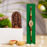 Load image into Gallery viewer, JaipurCrafts Single Jute Rakhi For Brother And Bhabhi With Ram lalla Idol Statue for Home And Car Dashboard- Rakhi Gift Combos - JaipurCrafts