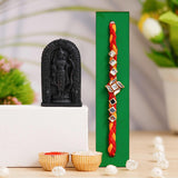 Load image into Gallery viewer, JaipurCrafts Premium Combo Of Single Rakhi For Brother And Bhabhi With Ram lalla Idol Statue for Home And Car Dashboard- Rakhi Gift Combos