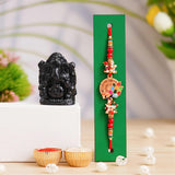 Load image into Gallery viewer, JaipurCrafts Premium Combo Of Single Rakhi For Brother And Bhabhi With Ganesha Idol Statue for Home And Car Dashboard- Rakhi Gift Combos - JaipurCrafts