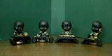 गैलरी व्यूवर में इमेज लोड करें, JaipurCrafts Set of 4 Cute Musical Group Child Monk Showpiece - 7.62 cm (Polyresin, Black, Gold)- for Home Decor| Office Decor| Valentines Day Gifts | Diwali Decor| Vaastu Decor| Fengshui