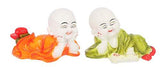 Load image into Gallery viewer, WebelKart By JaipurCrafts Polyresin Cute Child Monk Showpiece (7.62 cm, Multicolour) - Set of 2