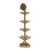 गैलरी व्यूवर में इमेज लोड करें, Webelkart Premium Handmade Indian Brass Panch Mahal Diya Lamp Engraved 4 in 1 Adjustable Dia- 10.50 in