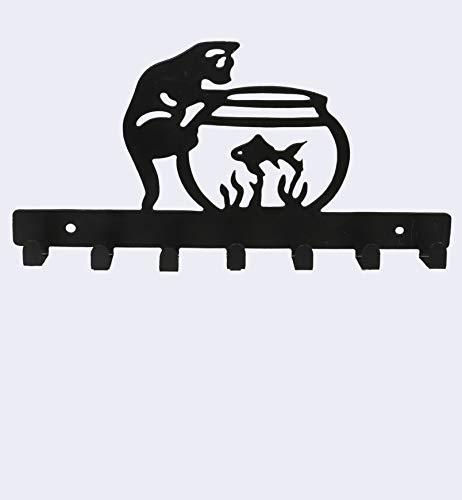 JaipurCrafts Cat Fish Sturdy Iron Key Holder with Hooks for Wall