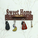 Load image into Gallery viewer, JaipurCrafts Sweet Home Designer Wooden Key Holder (29.50 cm x 12 cm x 5.08 cm, Brown)- 7 Hooks
