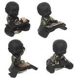 Load image into Gallery viewer, JaipurCrafts Set of 4 Cute Musical Group Child Monk Showpiece - 7.62 cm (Polyresin, Black, Gold)- for Home Decor| Office Decor| Valentines Day Gifts | Diwali Decor| Vaastu Decor| Fengshui