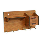 Load image into Gallery viewer, Webelkart Home Side Shelf-Brown Wall Wooden Shelf, Keyholder (with 6 Keys Hooks)