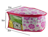 Load image into Gallery viewer, JaipurCrafts 3 Piece Non Woven Flower Print Blouse Cover Set, Pink (39 cm x 27 cm x 20 cm)