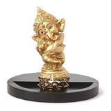 गैलरी व्यूवर में इमेज लोड करें, JaipurCrafts Golden Ganesha Dancing Ganesh Idol for Gift with Tealight Holder and Wood Tray (17 cm)