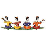 गैलरी व्यूवर में इमेज लोड करें, Webelkart Hand-Painted Rajasthani Musician Group Metal Figurine - 13.50 Inch x 4 Inch x 3 Inch (Metal, Multi-Color)