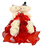 गैलरी व्यूवर में इमेज लोड करें, JaipurCrafts Cotton Romantic Valentine Love Teddy Revolving Statue with Music (20 cm; Red)