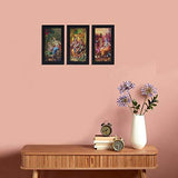 गैलरी व्यूवर में इमेज लोड करें, JaipurCrafts Radha Krishna Set of 3 Large Framed UV Digital Reprint Painting (Wood, Synthetic, 33 cm x 61 cm)