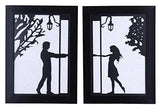 गैलरी व्यूवर में इमेज लोड करें, JaipurCrafts Beautiful Loving Couple Designer Wall Art On Laser Cut Wooden Laminates Valentine&#39;s Day Gift - Couple in Love ( 33 Cm x 24 Cm) Set Of 2