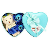 Load image into Gallery viewer, JaipurCrafts Artificial Heart Shaped Box And Teddy And Roses (Green, 1 Teddy, 3 Fragrant Rose Bud Petal Soap, 1 Heart Shape Tin Box, 1 Heart Tag)