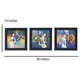 गैलरी व्यूवर में इमेज लोड करें, JaipurCrafts Radha Krishna Set of 3 Framed UV Digital Reprint Painting (Wood, Synthetic, 26 cm x 76 cm)