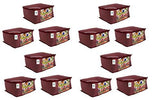 Load image into Gallery viewer, JaipurCrafts 12 Pieces Quilted Polka Dots Cotton Saree Cover Set, Maroon (40 x 30 x 20 cm)