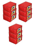 Load image into Gallery viewer, JaipurCrafts 9 Pieces Non Woven Saree Cover Set, Red (45 x 35 x 22 cm)
