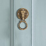 गैलरी व्यूवर में इमेज लोड करें, WebelKart Brass Elephant Face Door Knocker (15 x 4.50 x 8 cm, Golden)