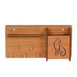 Load image into Gallery viewer, Webelkart Home Side Shelf-Brown Wall Wooden Shelf, Keyholder (with 5 Keys Hooks)