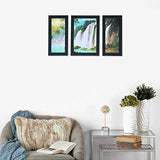 Load image into Gallery viewer, JaipurCrafts Waterfall Set of 3 Large Framed UV Digital Reprint Painting (Wood, Synthetic, 36 cm x 61 cm)