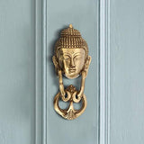 गैलरी व्यूवर में इमेज लोड करें, WebelKart Brass Buddha Face Door Knocker (20 x 4 x 8 cm, Golden)