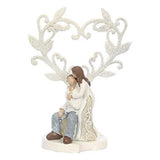 गैलरी व्यूवर में इमेज लोड करें, Webelkart Ceramic Romantic Valentine Love Couple Sitting Statue Showpiece, 16cm, White, 1 Piece
