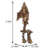 Load image into Gallery viewer, JaipurCrafts Brass Ganesh Wall Hanging Deepak with Bells- (Brass, 9.50 in)