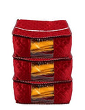 गैलरी व्यूवर में इमेज लोड करें, JaipurCrafts 3 Pcs Satin Fabric Saree Cover, 15 Sarees, Gift Set, Maroon (45 x 35 x 23 cm)