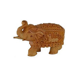 Load image into Gallery viewer, JaipurCrafts Craved Trunk Up Saluting Elephant Showpiece - 7.62 cm (Wood, Brown)